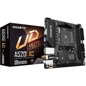 Gigabyte | A520I AC | Processor family AMD | Processor socket AM4 | DDR4 DIMM | Memory slots 2 | Number of SATA connectors 4 | C